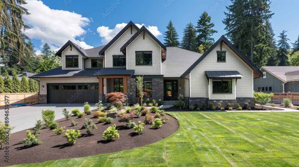 Modern Luxury Home with Lush Landscaping. Modern Luxury Home with Lush Landscaping.