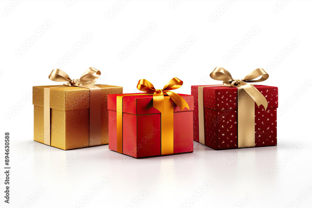 Fototapeta premium Christmas Presents Arrayed on White Background