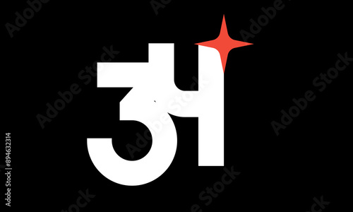 34 Star Logo Orange Modern Light Simple