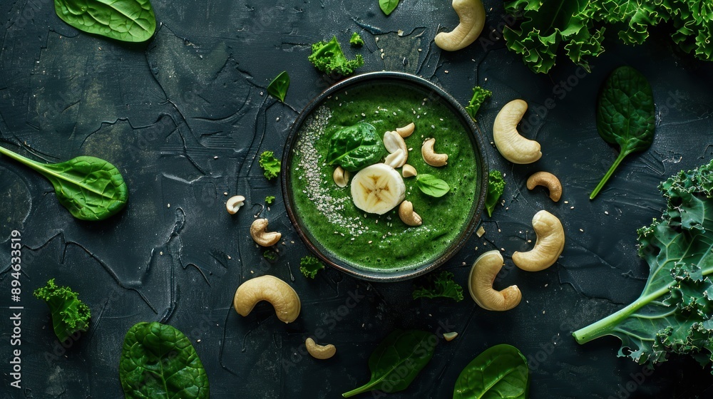 Green Smoothie Bowl with Cashews and Banana
