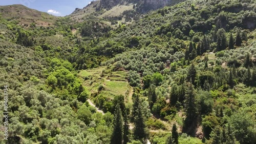 Aerial view of Sarakina Gorge, Meskla, Crete, Greek Islands, Greece photo