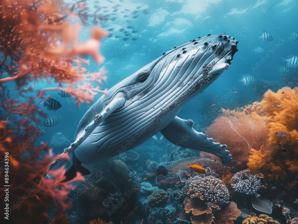 Humpback Whale Swimming Through a Coral Reef Humpback Whale Swimming Through a Coral Reef