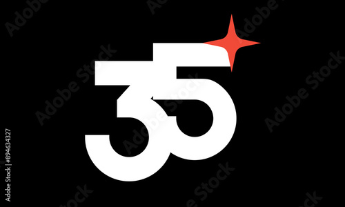 35 Star Logo Orange Modern Light Simple