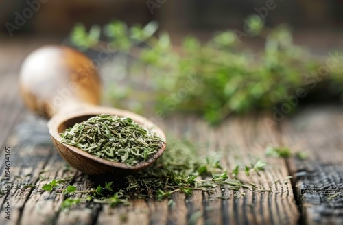 Thyme on Wooden Surface