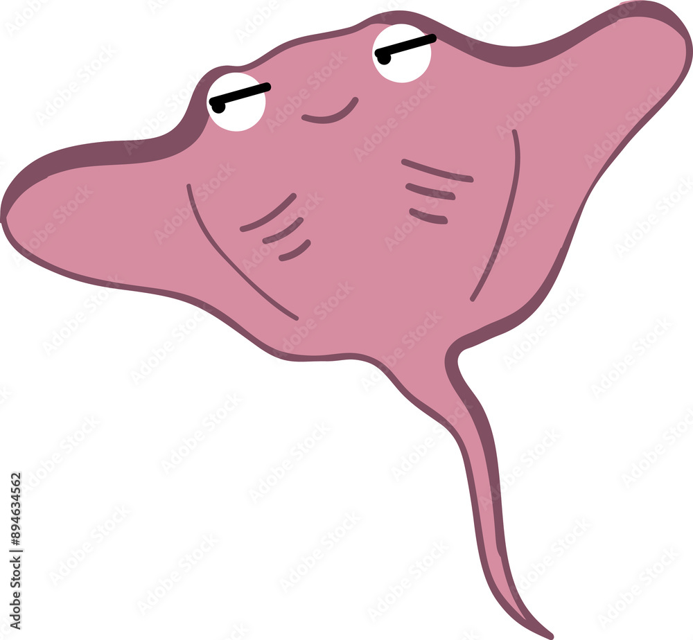 cute stingray cartoon, fish sea animal.