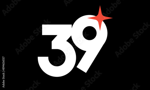 39 Star Logo Orange Modern Light Simple