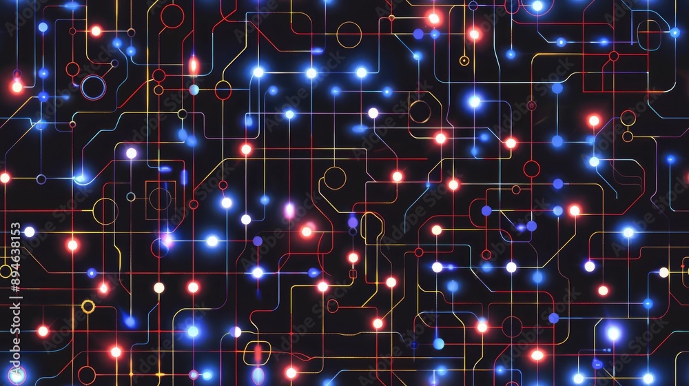 Technological circuit design with glowing nodes Technological circuit design with glowing nodes
