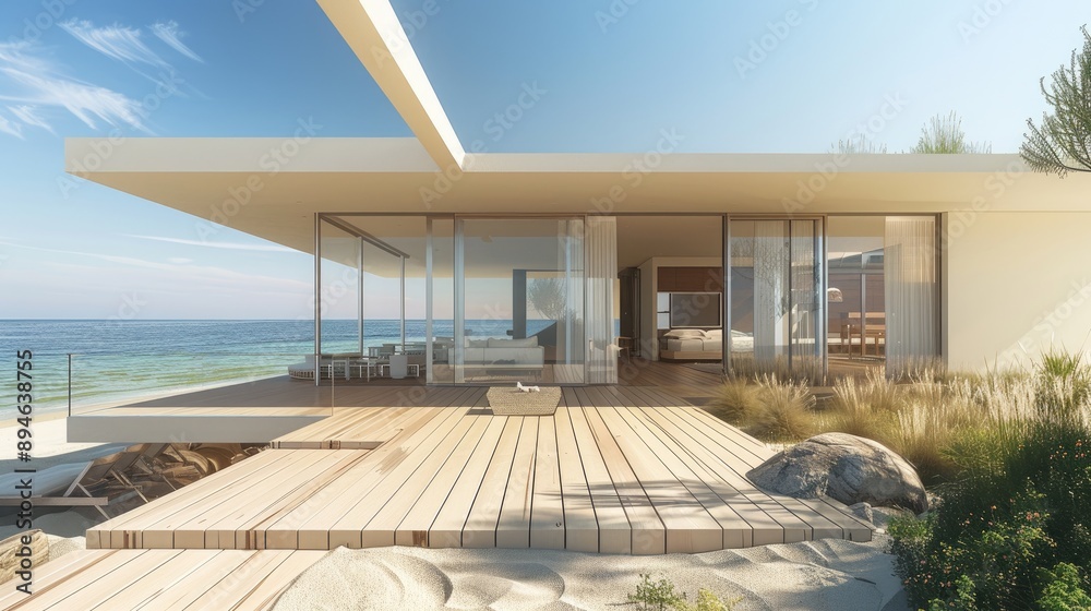 A beachfront villa with a minimalist design A beachfront villa with a minimalist design