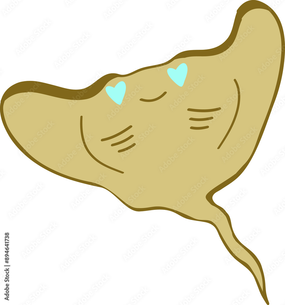 cute stingray cartoon, fish sea animal.