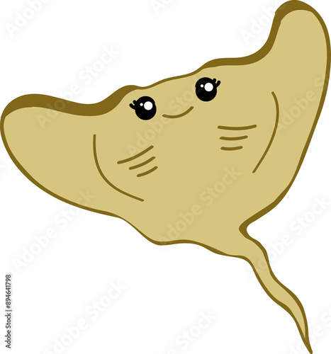 cute stingray cartoon, fish sea animal.