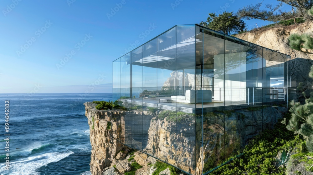 A contemporary glass house perched on a cliff A contemporary glass house perched on a cliff