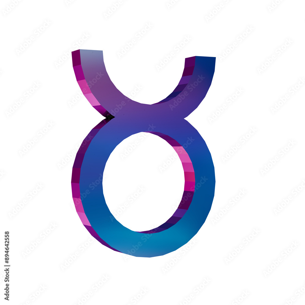 3D Neon Retro Icon - zodiac sign Taurus symbol 3D Neon Retro Icon - zodiac sign Taurus symbol