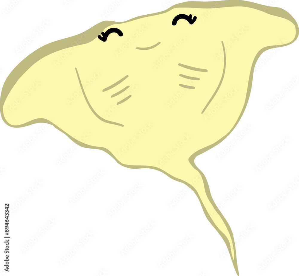 cute stingray cartoon, fish sea animal.