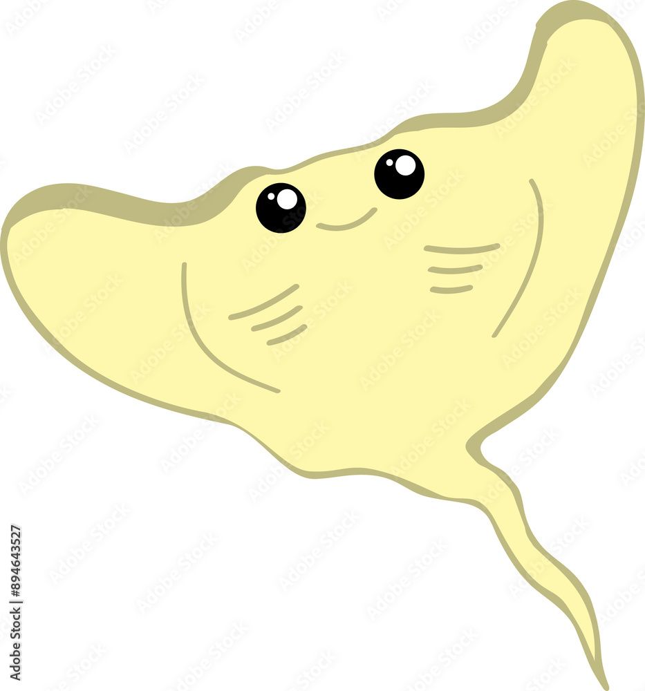cute stingray cartoon, fish sea animal.