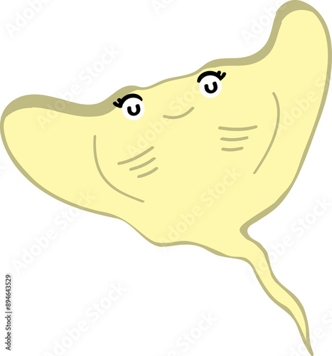 cute stingray cartoon, fish sea animal.