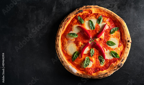 neapolitan pizza devil with pepperoni, chilis generative ai