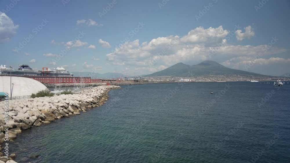 View of Mount Vesuvius from near Royal Palace of Naples, Naples, Campania, Italy View of Mount Vesuvius from near Royal Palace of Naples, Naples, Campania, Italy