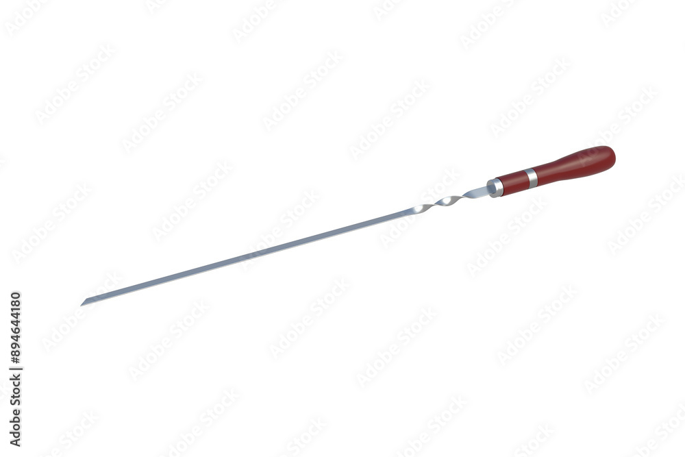 Metal skewer for bbq isolated on white background. 3d render Metal skewer for bbq isolated on white background. 3d render