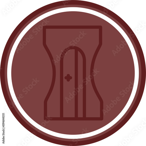 Pencil Sharpner Vector Line Maroon Double Circle White Maroon