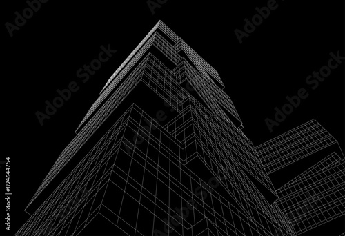 Modern architecture building 3d illustration
