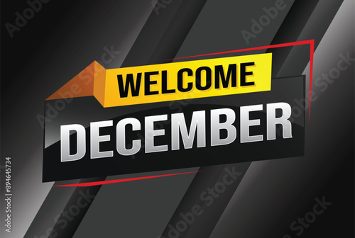 welcome December word text concept icon logo sign symbol vector note 3d style for use landing page, template, social media, web, mobile app, poster, banner, flyer, background, gift card, coupon