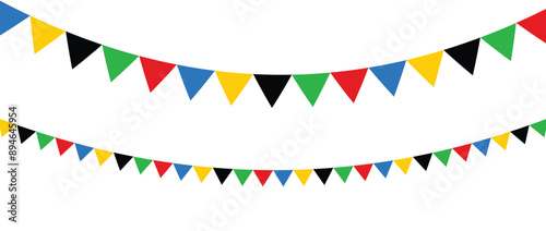 Party flags vector stock illustration. triangle shape flag with Olympic color vector.