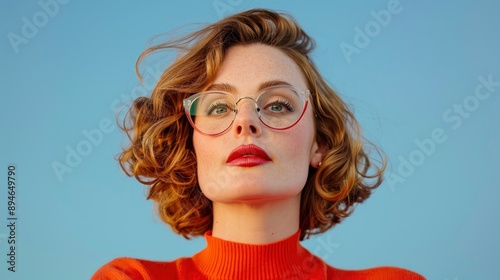 Trendy Fashionable Urban Woman Standing Outdoors, Exuding Confidence