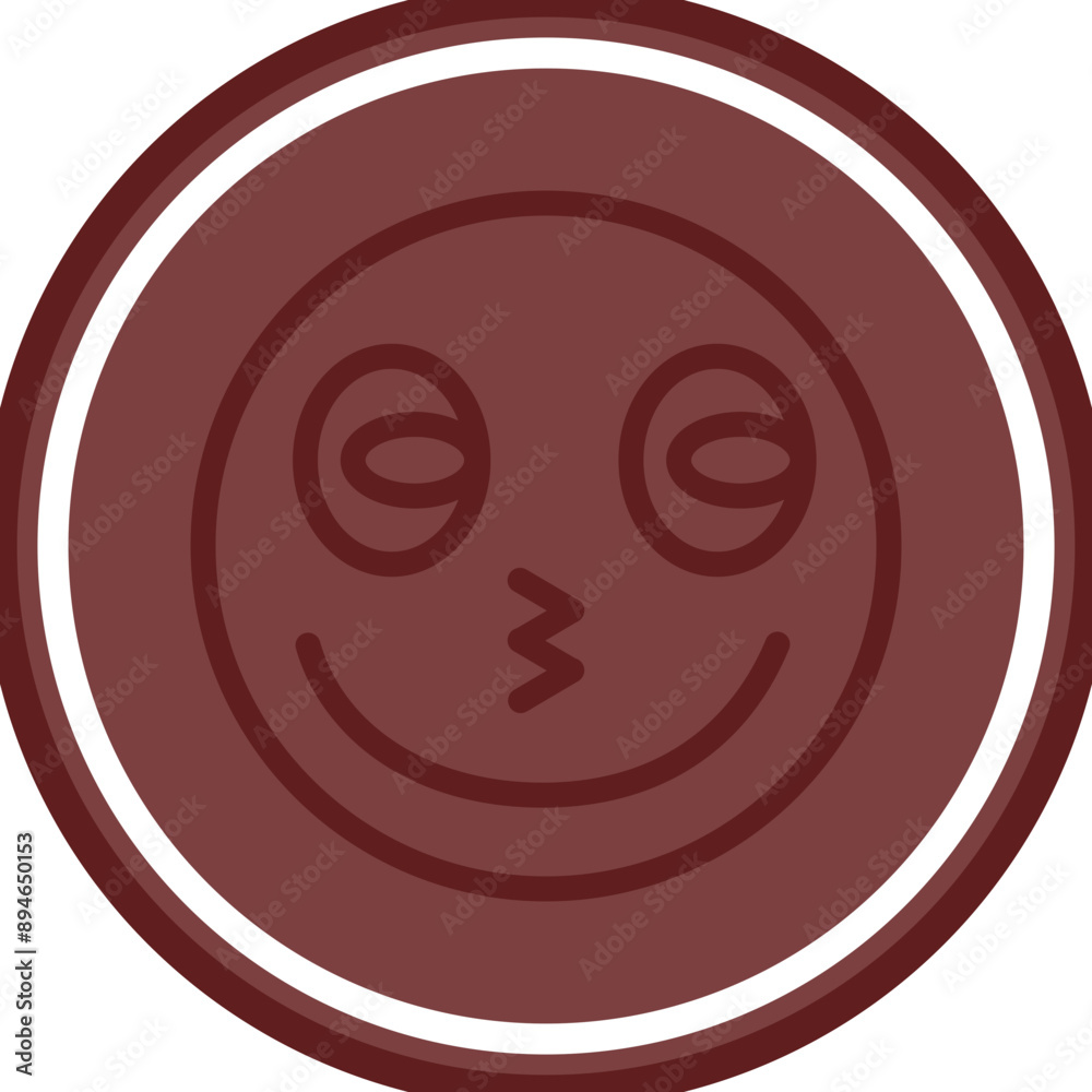 emoji look side Vector Line Double Circle Maroon