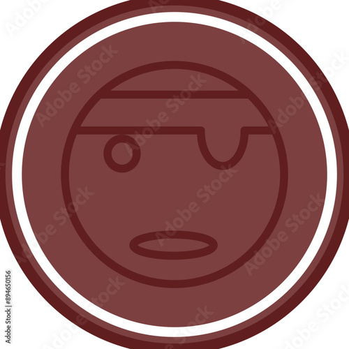 emoji pirate Vector Line Double Circle Maroon