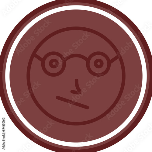 emoji glasses Vector Line Double Circle Maroon