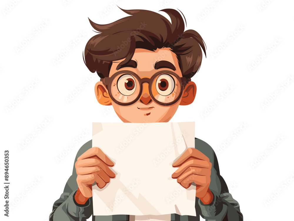 Cartoon man holding blank sign. Vector illustration in a flat style. Cartoon man holding blank sign. Vector illustration in a flat style.