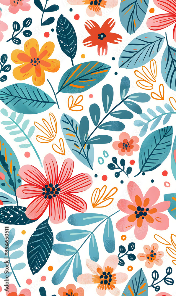 2D flower and leaf cards in various styles 2D flower and leaf cards in various styles