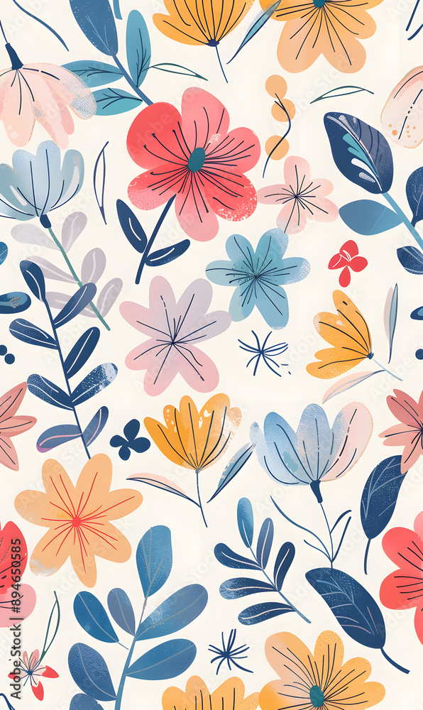 2D flower and leaf cards in various styles 2D flower and leaf cards in various styles