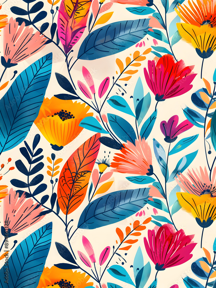 2D flower and leaf cards in various styles 2D flower and leaf cards in various styles