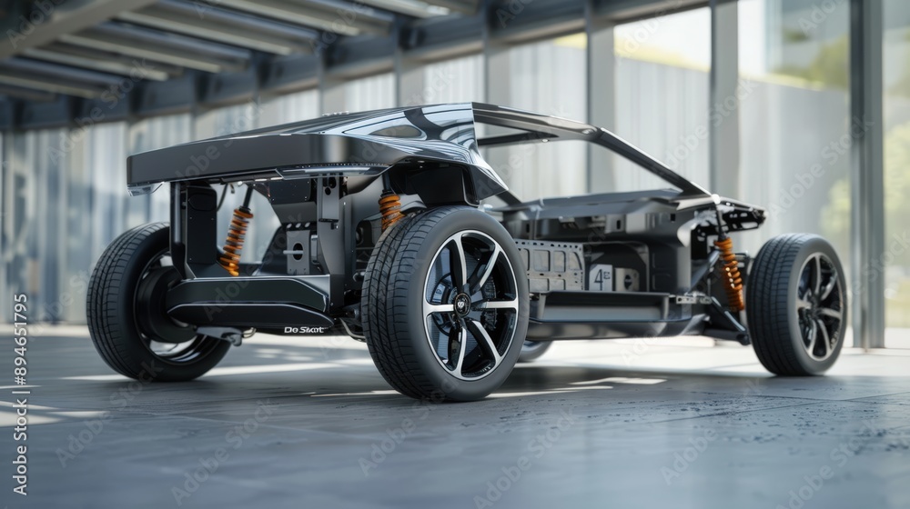 Advanced Car Chassis in Modern Workshop Advanced Car Chassis in Modern Workshop