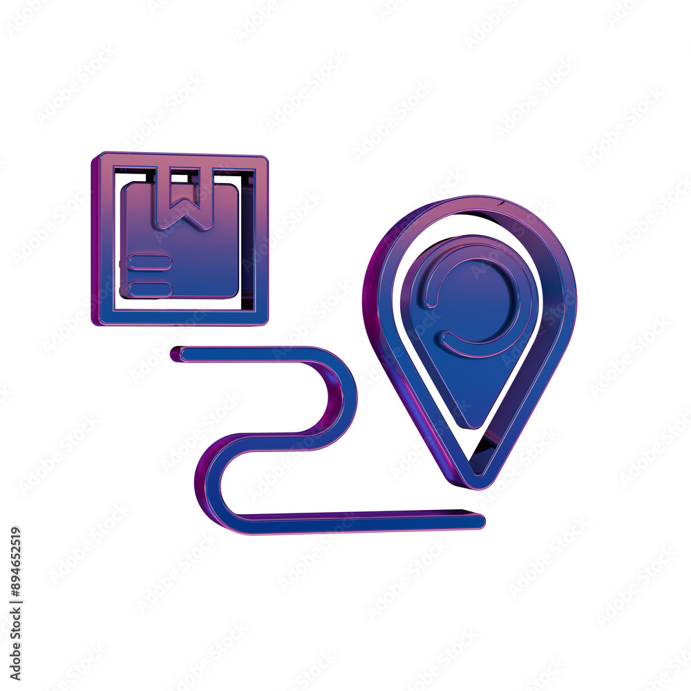 3D Neon Retro Icon - Delivery Box Tracking Symbol Online Shopping 3D Neon Retro Icon - Delivery Box Tracking Symbol Online Shopping