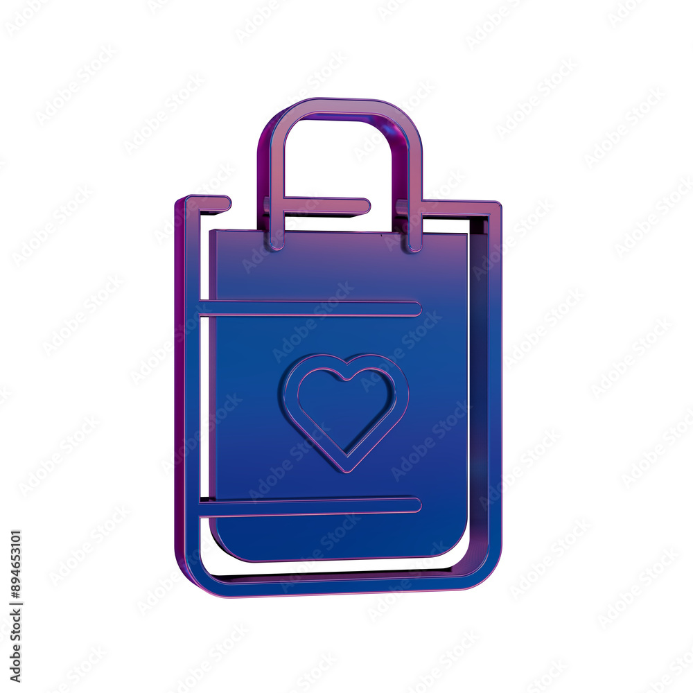 3D Neon Retro Icon - Shopping Bag Symbol Online Shopping 3D Neon Retro Icon - Shopping Bag Symbol Online Shopping