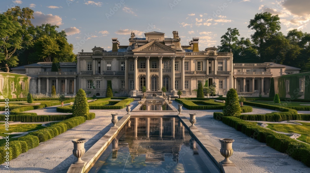 A grand estate with a Palladian architectural style A grand estate with a Palladian architectural style