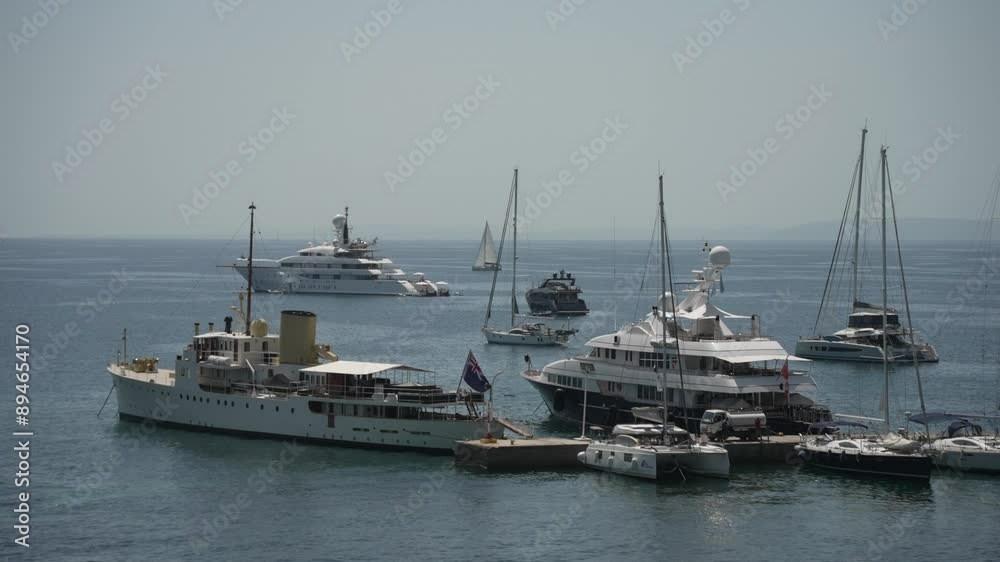 View of boats in Corfu Town Yacht Harbour, Corfu Town, Corfu, Ionian Sea, Greek Islands, Greece