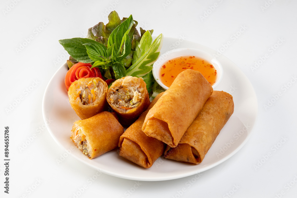 Fried spring rolls isolated on white background Fried spring rolls isolated on white background