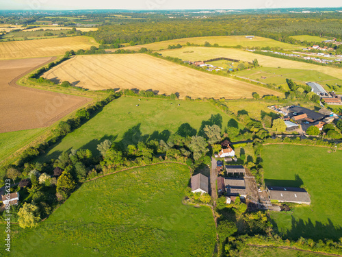 Konstfotografi Aerial view of a former dairy farm seen in the heart of the Essex, UK countryside