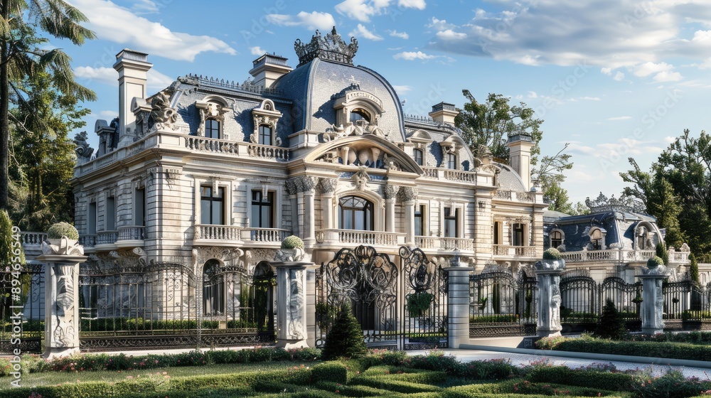 A grand estate with a Second Empire architectural style A grand estate with a Second Empire architectural style