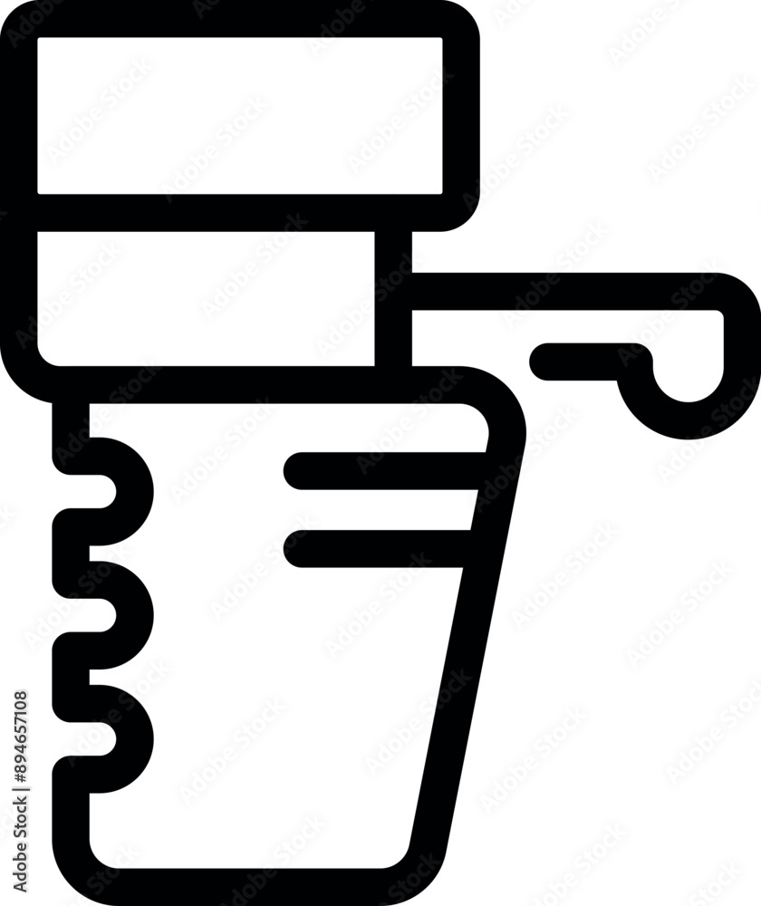 Black outline icon of a water pump drawing water for irrigation Black outline icon of a water pump drawing water for irrigation