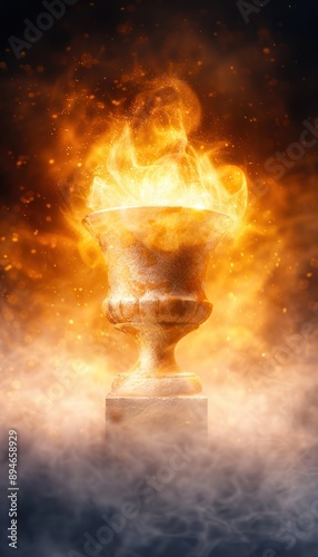 Podium prize, silver trophy, first place pedestal, copy space, sporting excellence, dynamic, Double exposure, grandstand
