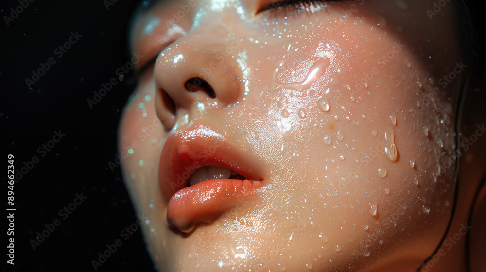 Acne Treatment with Phytic Acid Exfoliant on South Korean Woman's Face Revealing Smooth Skin Acne Treatment with Phytic Acid Exfoliant on South Korean Woman's Face Revealing Smooth Skin