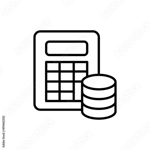 Budget calculation outline icons, minimalist vector illustration ,simple transparent graphic element .Isolated on white background