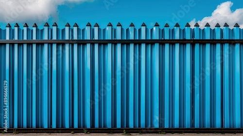 Modern White And Black Corrugated Metal Walls, With A Fence On The Rooftop Of A Factory