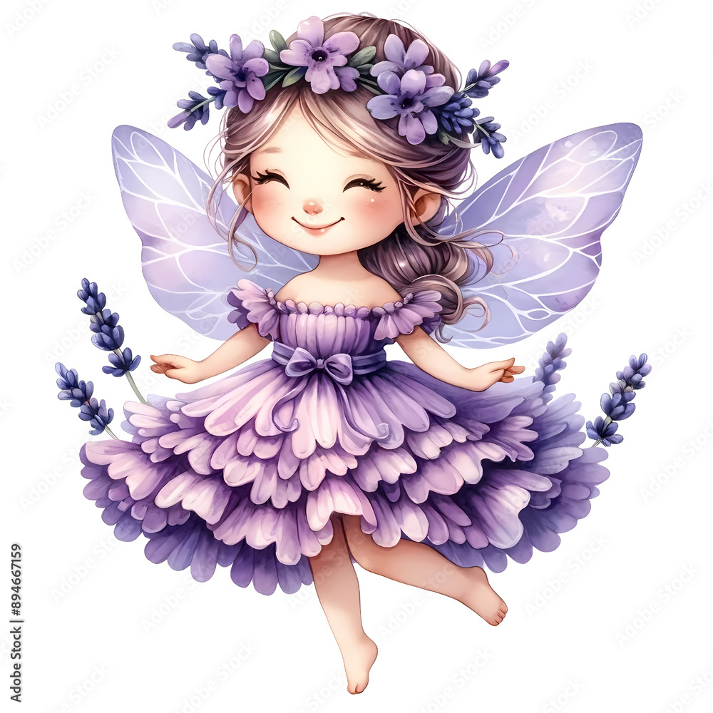 Cute Lavender Fairy with Flowers Clipart, Flower Fairy Illustration Cute Lavender Fairy with Flowers Clipart, Flower Fairy Illustration