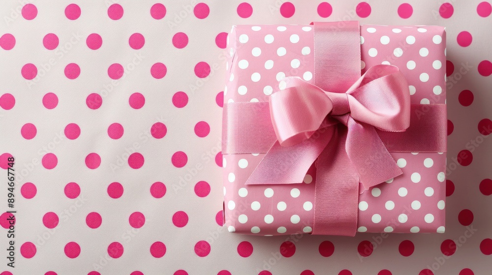 Pink Gift Box with Polka Dot Wrapping Paper Pink Gift Box with Polka Dot Wrapping Paper