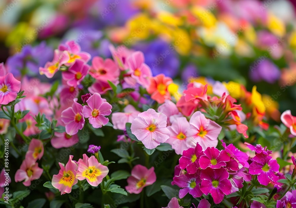 Colorful Petunia Flowers Blooming In Garden Colorful Petunia Flowers Blooming In Garden